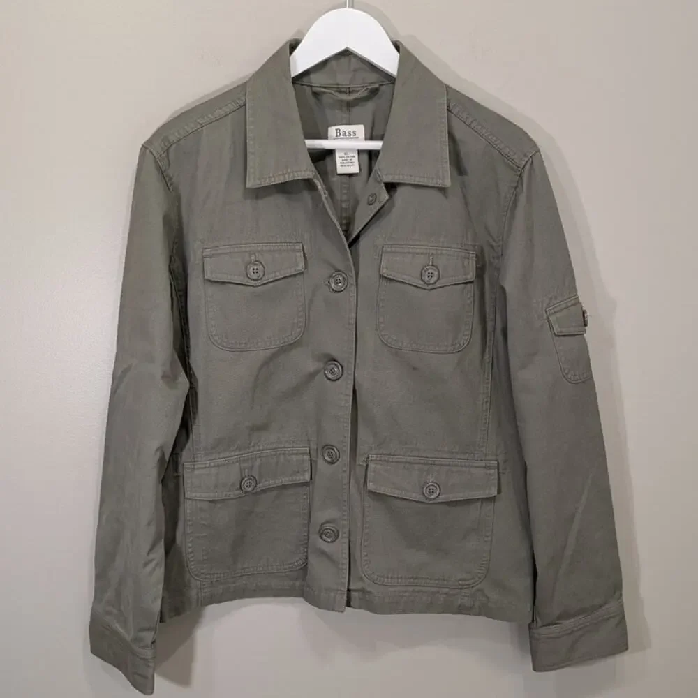 Bass Utility Field Jacket Cotton Army Green Safari Cottage Lagenlook GorpCore XL